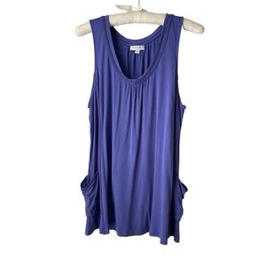 Liz Lange Maternity Purple Flowy Loose Tank Top with Pockets Scoop Neck XL